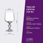 Jogo com 2 Taças de Cristal Para Vinho Tinto 230 ml Linha Claudia Bohemia