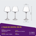 Jogo com 2 Taças de Cristal Para Vinho Branco 350 ml Corvus Bohemia