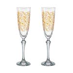 Jogo 2 Taças de Cristal Para Champagne 200 ml Elisabeth Decorada Bohemia