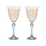 Jogo com 2 Taças de Cristal Para Água 350 ml Linha Elisabeth Decorada em Dourado Bohemia