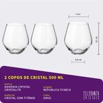 Jogo com 2 Copos De Cristal Para Whisky 500 ml Linha Grus Bohemia