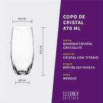 Jogo com 2 Copos De Cristal Para Água ou Suco 470 ml Linha Mergus Bohemia