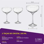 Jogo com 2 Taças Coupé De Cristal 180 ml Pralines Bohemia
