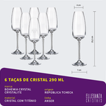 Jogo com 6 Taças de Cristal Para Champagne 290 ml Linha Anser Bohemia