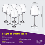 Jogo com 6 Taças De Cristal Para Vinho Tinto 610 ml Linha Anser Bohemia