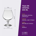 Jogo 6 Taças de Cristal Para Cognac 400 ml Angela Bohemia