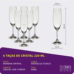 Jogo com 6 Taças de Cristal Para Champagne 220 ml Anna Bohemia