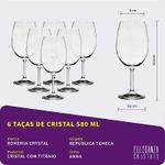Jogo com 6 Taças de Cristal Para Água ou Vinho 580 ml Anna Bohemia