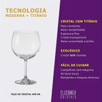 Jogo com 6 Taças de Cristal Para Vinho ou Gin 600 ml Anna Bohemia