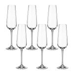 Jogo com 6 Taças de Cristal Para Champagne 220 ml Ardea Bohemia