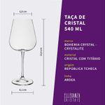 Jogo 6 Taças de Cristal Para Vinho Tinto 540 ml Ardea Bohemia