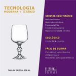 Jogo 6 Taças de Cristal Para Vinho Tinto 230 ml Claudia Bohemia