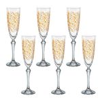 Jogo 6 Taças de Cristal Para Champagne 200 ml Elisabeth Decorada em Dourado Bohemia