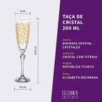 Jogo 6 Taças de Cristal Para Champagne 200 ml Elisabeth Decorada em Dourado Bohemia