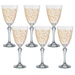 Jogo 6 Taças de Cristal Para Água 350 ml Elisabeth Decorada em Dourado Bohemia