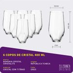 Jogo com 6 Copos De Cristal Para Água 400 ml Linha Grus Bohemia