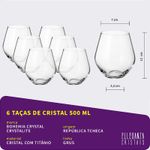 Jogo com 6 Copos De Cristal Para Whisky 500 ml Linha Grus Bohemia