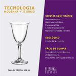 Jogo com 6 Taças De Cristal Para Vinho Branco 250 ml Linha Branta Bohemia