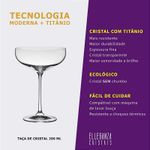 Jogo 6 Taças de Cristal Para Champagne 290 ml Megan Bohemia