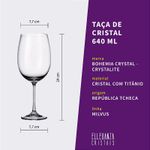 Jogo com 6 Taças De Cristal Para Vinho Bourgogne 640 ml Linha Milvus Bohemia