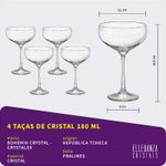 Jogo com 4 Taças Coupé de Cristal 180 ml Pralines Bohemia