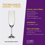 Jogo com 6 Taças de Cristal Para Champagne 220 ml Roberta Bohemia