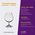 Jogo com 2 Taças De Cristal Para Cognac 400 ml Linha Roberta Bohemia