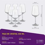 Jogo com 6 Taças de Cristal Para Vinho 350 ml Sandra Bohemia