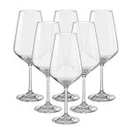 Jogo com 6 Taças de Cristal Para Vinho Bordeaux 550 ml Sandra Bohemia