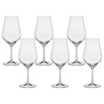 Jogo com 6 Taças de Cristal Para Vinho ou Água 450 ml Tulipa Bohemia