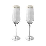 Jogo com 2 Taças De Cristal Para Champagne 300 ml Borda Dourada Linha Taj Wolff