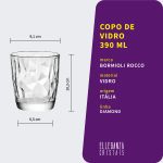 Jogo 2 Copos Baixos De Vidro 390 ml Diamond Bormioli Rocco