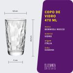 Jogo com 6 Copos Longos De Vidro 470 ml Diamond Bormioli Rocco