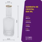 Jogo de Garrafa e Copos de Cristal com Borda Dourada Lines Wolff 5 Peças