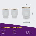 Jogo de Garrafa e Copos de Cristal com Borda Dourada Lines Wolff 5 Peças
