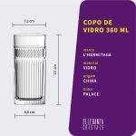 Jogo com 2 Copos De Vidro Para Água 360 ml Palace L'Hermitage