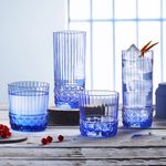 Jogo com 6 Copos De Vidro Para Whisky 370 ml Azul America 20's Bormioli Rocco