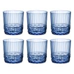 Jogo com 6 Copos De Vidro Para Whisky 370 ml Azul America 20's Bormioli Rocco