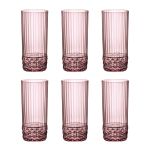 Jogo com 6 Copos De Vidro Para Água 490 ml Lilás America 20's Bormioli Rocco