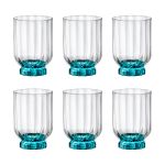 Jogo com 6 Copos Baixos De Vidro 375 ml Florian Blue Bormioli Rocco