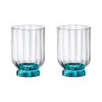 Jogo com 2 Copos Baixos De Vidro 375 ml Florian Blue Bormioli Rocco