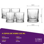 Copo Baixo De Vidro Pasabahçe Para Whisky 355 ml Elysia 4 Peças
