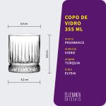 Copo Baixo De Vidro Pasabahçe Para Whisky 355 ml Elysia 1 Peça