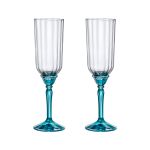 Taça de Vidro Bormioli Rocco Para Champanhe 210 ml Florian Blue 2 Peças