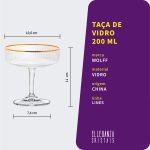 Taça Coupe de Vidro Wolff 200 ml Borda Dourada Lines 1 Peça