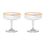 Taça Coupe de Vidro Wolff 200 ml Borda Dourada Lines 2 Peças