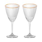 Taça de Vidro Wolff Para Vinho 400 ml Borda Dourada Lines 2 Peças