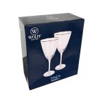 Taça de Vidro Wolff Para Vinho 400 ml Borda Dourada Lines 2 Peças