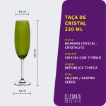 Taça De Cristal Bohemia Para Champanhe 220 ml Verde Colibri 1 Peça