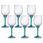 Taça de Vidro Bormioli Rocco Para Vinho 380 ml Florian Blue 6 Peças
